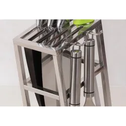 Messerhalterständer - 6 Löcher - Küchenständer aus Edelstahl