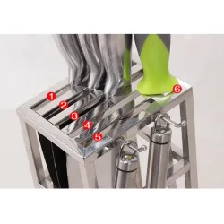 Knives holder stand - 6 holes - stainless steel kitchen storage rackKitchen knives