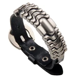 Punk Lederarmband - Armband - orange- braun