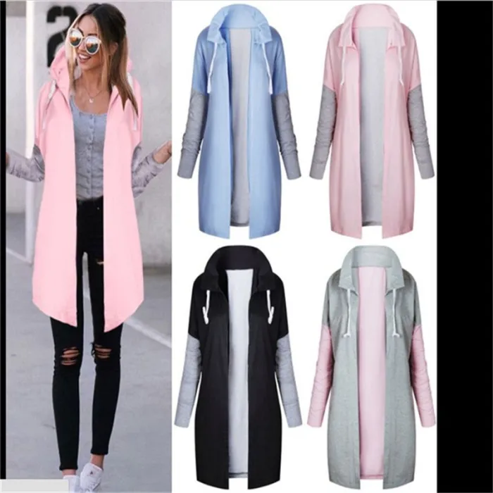 Frauen Mäntel - Casual - Kapuze - Pink - Blau - Schwarz