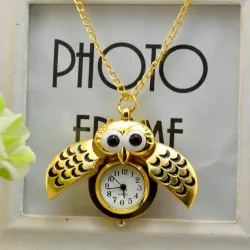 Vintage - Uhr Owl - Anhänger Halskette