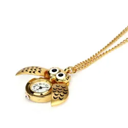 Vintage - Uhr Owl - Anhänger Halskette