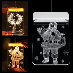 Weihnachten 3D Dekoration für Tür / Fenster - LED Licht - transparente Platte mit Saugnapf