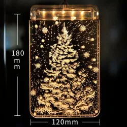 Christmas 3D decoration for door / window - LED light - transparent plate with suction cupChristmas