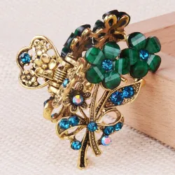 Eleganter Haarclip mit Kristallblumen