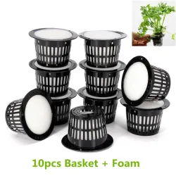 Mesh Pot - Korb - für hydroponic system plant / Gemüse wachsen - mit Schaumeinsatz - 10 Stück