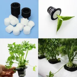 Mesh Pot - Korb - für hydroponic system plant / Gemüse wachsen - mit Schaumeinsatz - 10 Stück