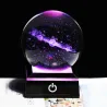3D globe with 8 planets - crystal ball with base - laser engraved - LED night light - 8cmDecoration