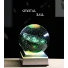 3D globe with 8 planets - crystal ball with base - laser engraved - LED night light - 8cmDecoration