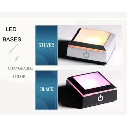 3D Kugel mit 8 Planeten - Kristallkugel mit Basis - Lasergraviert - LED Nachtlicht - 8cm