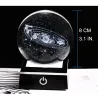 3D Kugel mit 8 Planeten - Kristallkugel mit Basis - Lasergraviert - LED Nachtlicht - 8cm