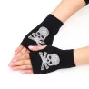 Gestrickte Handschuhe - fingerlos - Nieten - Diamanten - Schädel