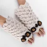 Warme Strickhandschuhe - fingerlos - Eulendesign