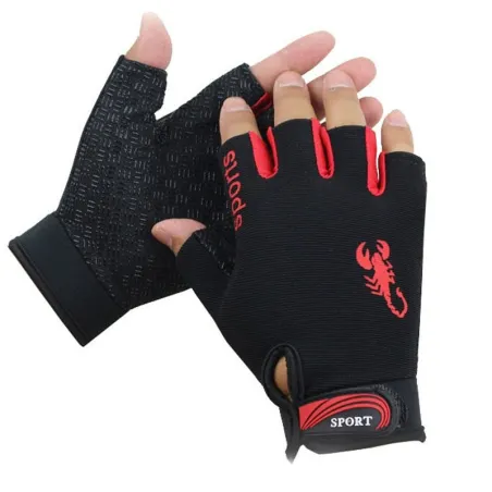 Sporthandschuhe - rutschfest - Halbfinger - mit Skorpionmuster - unisex