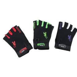 Sporthandschuhe - rutschfest - Halbfinger - mit Skorpionmuster - unisex