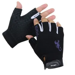 Sport gloves - non-slip - half finger - with scorpion pattern - unisexGloves