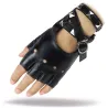 Halbfinger Lederhandschuhe - mit Nieten & Schnalle - Rock / Punk Stil