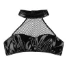 Sexy crop top - leder rückenlos bra - mesh & latex