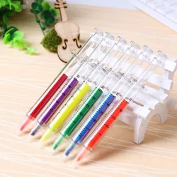 Nadel / Spritzen geformte Stifte - Highlighter - Marker - 6 Stück