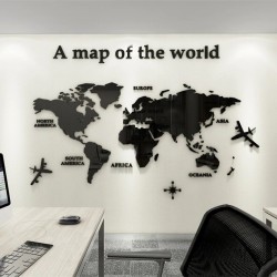 3D world map - acrylic wall sticker
