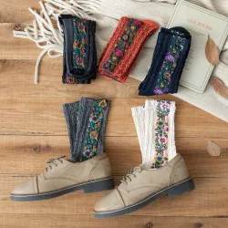 Stickerei Blumen Socken - Ethnischer Stil - Frauen