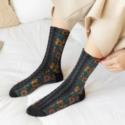 Stickerei Blumen Socken - Ethnischer Stil - Frauen