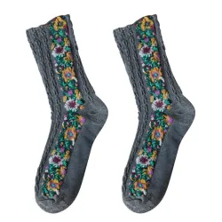 Stickerei Blumen Socken - Ethnischer Stil - Frauen
