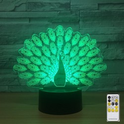 Peacock Lamp - Colorful - 3D Light - Remote ControlLights & lighting