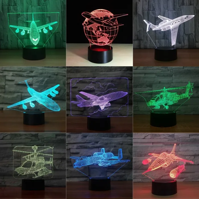 Air Plane Lampe - 3D Licht - LED - 7 Farben