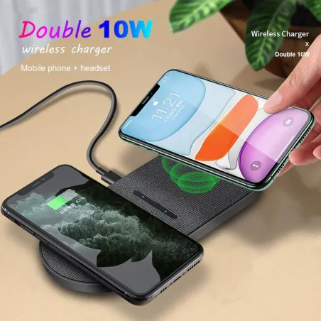 2 in 1 Qi Wireless Ladegerät - Samsung S20 - S10 - Double Fast Lade Pad