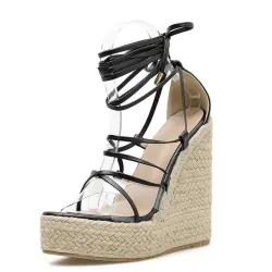Schnürschuhe - hohe Plattform - transparent