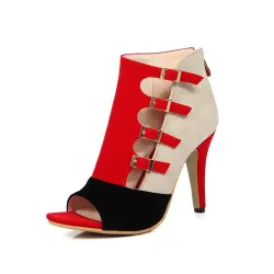Hohe Fersenpumpen - Sandalen - mit Schnallen & Reißverschluss - Knöchellänge