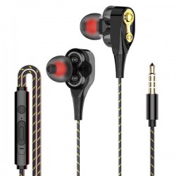 Wired in-ear headphones with microphone - dual drive bass - headset