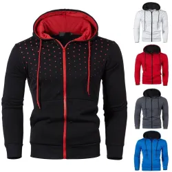 Warmer Kapuzenpullover mit Reißverschluss - lange Ärmel - polka-dot Druck