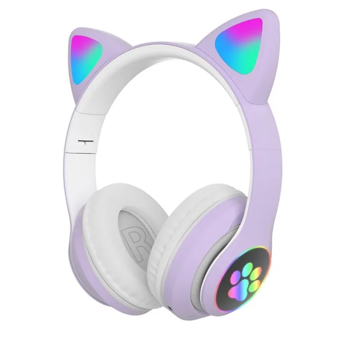 Kabellose Kopfhörer - LED - Bluetooth - Geräuschunterdrückung - Unterstützung TF-Karte - 3,5mm Buchse - Katzenohren