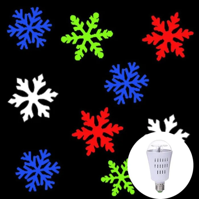 AC110-240V E27 4W - LED - Schneeflocken Muster - drehbare Lampe - Projektor - Lampe - RGB