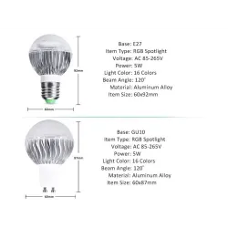 5W - RGB - E27 - GU10 - E14 - MR16 - LED bulb - remote controller - dimmerE14