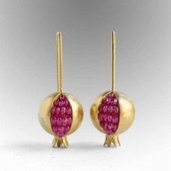 Gold / silver pomegranate - elegant earrings
