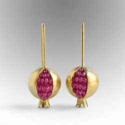 Gold / Silber Granatapfel - elegante Ohrringe