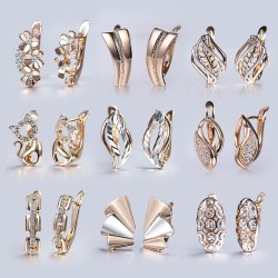 Cut out flowers - cubic zircon - crystal earrings