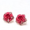 Crystals & red rose - small earrings