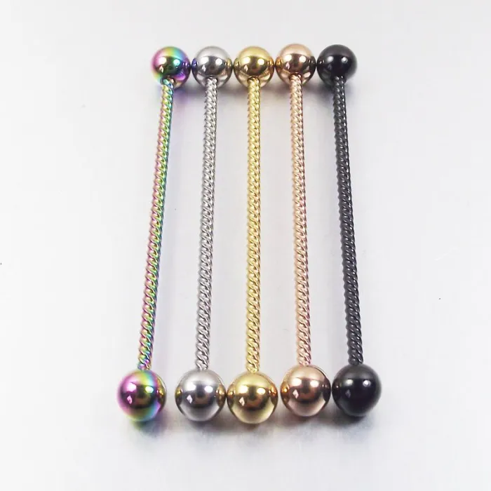 Twisted industrial barbell - Body Piercing - Edelstahl - 38mm