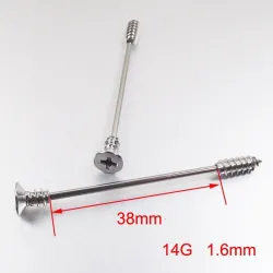 Twisted industrial barbell - Body Piercing - Edelstahl - 38mm