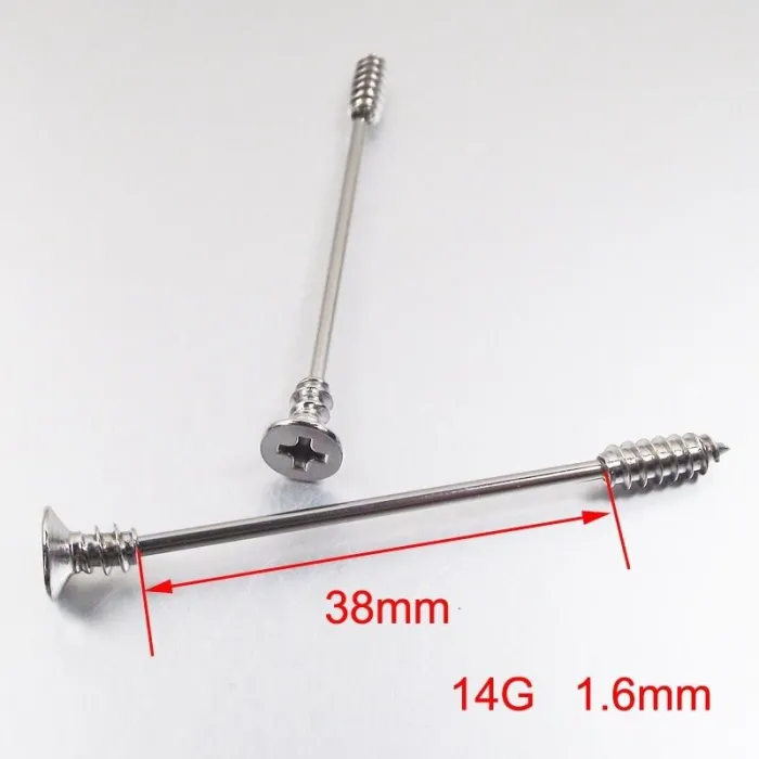 Twisted industrial barbell - Body Piercing - Edelstahl - 38mm