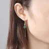 Vergoldete lange Ohrringe - quadratische Smaragd - 925 Sterling Silber