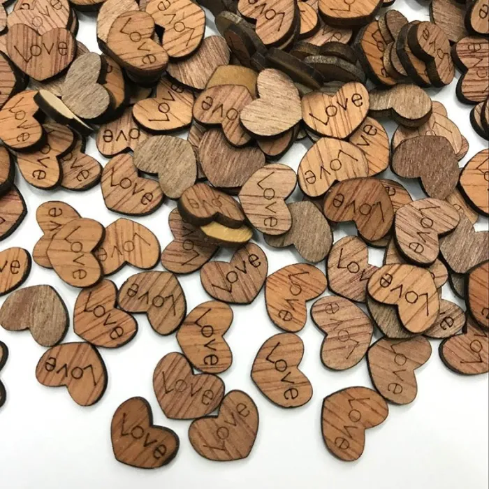 Mini Holz Liebe Herzen - Dekoration - 100 Stück