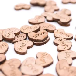 Mini Holz Liebe Herzen - Dekoration - 100 Stück