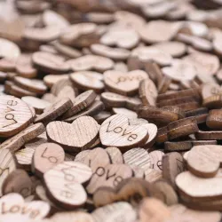 Mini Holz Liebe Herzen - Dekoration - 100 Stück