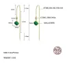 Vergoldete lange Ohrringe - quadratische Smaragd - 925 Sterling Silber
