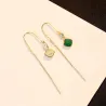 Vergoldete lange Ohrringe - quadratische Smaragd - 925 Sterling Silber